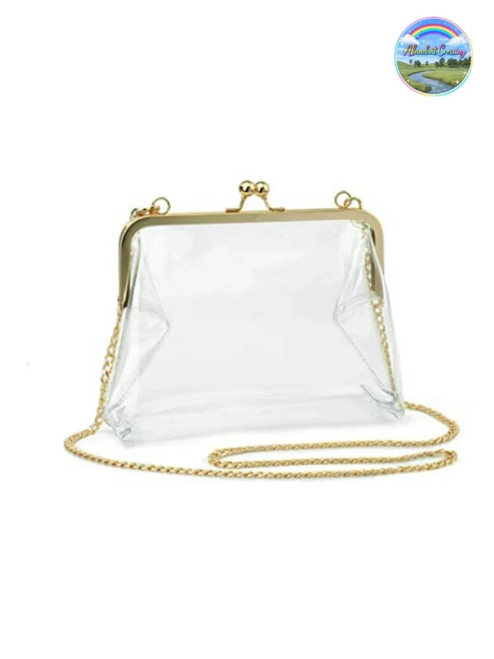Transparent PVC Kiss Lock Chain Cross Body Bag Clutch